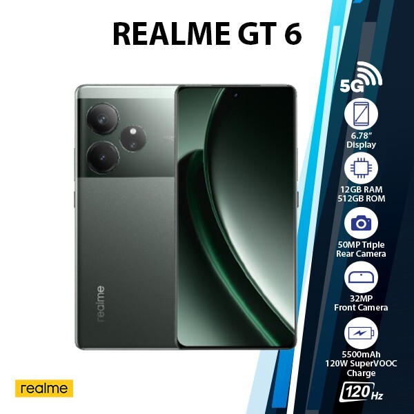 新品 Realme GT6 12/256 Realme GT 6 DUAL SIM 256GB ROM + 12GB RAM (GSM Only | No CDMA
