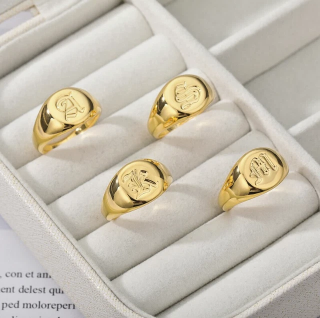 Old english signet best sale ring