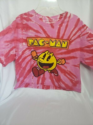 Pac-Man Tie-Dye Cropped Womens T Shirt (Size L)