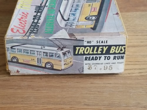Vintage 1960 Japan Silvine HO Scale Electric Trolley Bus Set Car In Box! Rare! - Picture 7 of 12