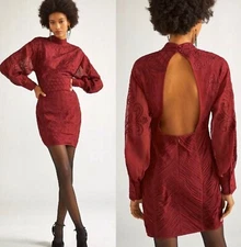 NWT ANTHROPOLOGIE NOT SO SERIOUS BY PALLAVI MOHAN LACE MINI DRESS WINE PLUS 16W