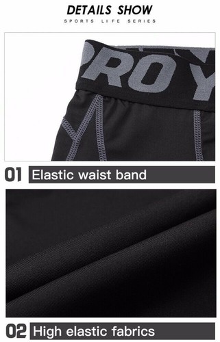 YEL PRO Men's Compression Sports Legging Pants Stretch Gym Workout Running New - Picture 6 of 21