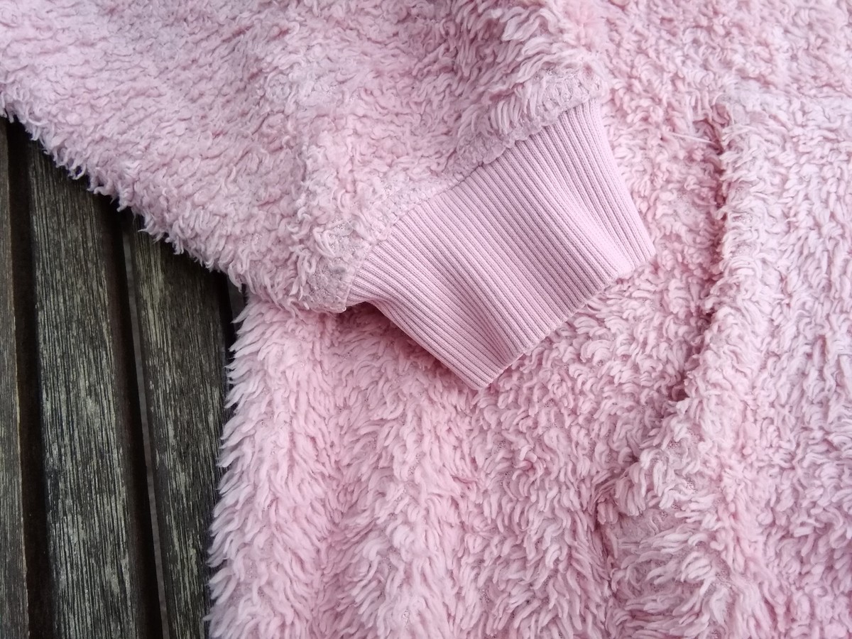 H&M weiches Fleece Teddy Shirt Kuschel Pullover mit Tasche rosa M
