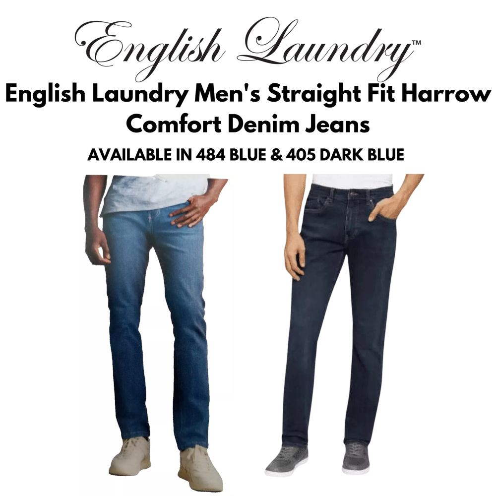 NEW English Laundry Men's Straight Fit Harrow Comfort Denim Jeans Multiple Sizes