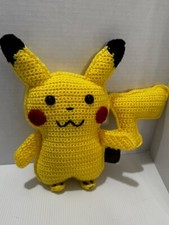 NEW Pikachu Crocheted Pokemon Plush Hand Made 11" Art Doll Knitted
