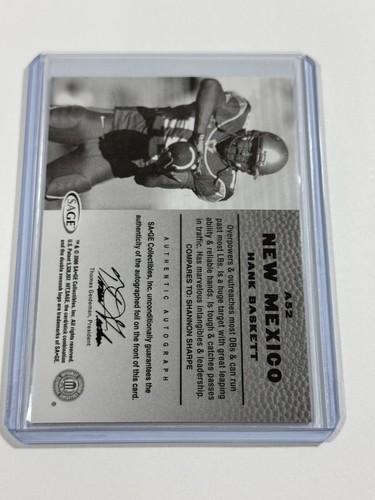 2006 Sage Hit Football NFL #A52 Hank Baskett Auto Autogrammkarte New Mexico - Bild 2 von 2