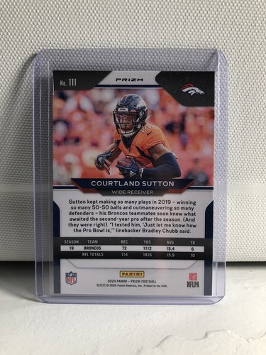Courtland Sutton Purple Pulsar 2020 Panini Prizm Fanatics Exclusive Broncos #111 - Imagen 2 de 2