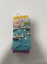 Wonder Nation Girls No Show Socks 6 Pair. Size 6-10.5. Rainbows And Unicorns