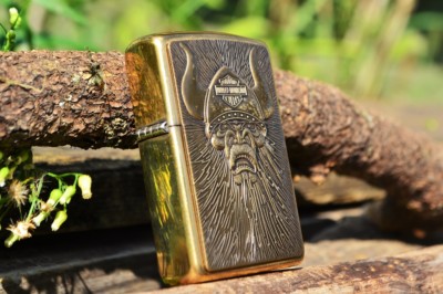 Zippo Lighter - Harley Davidson - Viking - Brass - Barrett-Smythe