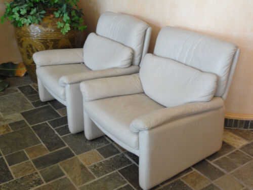PAIR of RARE 80s CY MANN DESIGNS - ROLF BENZ LEATHER RECLINER CHAIR & OTTOMAN - Picture 3 of 12