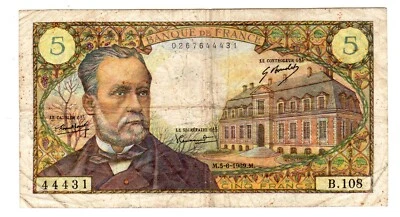 FRANCE Billet 5 FRANCS 05/06/1969 PASTEUR FAY°61 44431 B.108 BON ETAT - Photo 1/2