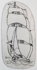 OLD VINTAGE Original Traditional Acetate Tattoo Stencil Sailor Clipper Ship 5