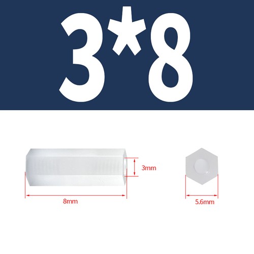 Pilares de rosca espaciador de plástico hexagonal blanco hembra M2 - M5 nailon tachuelas de PCB separación - Imagen 29 de 75