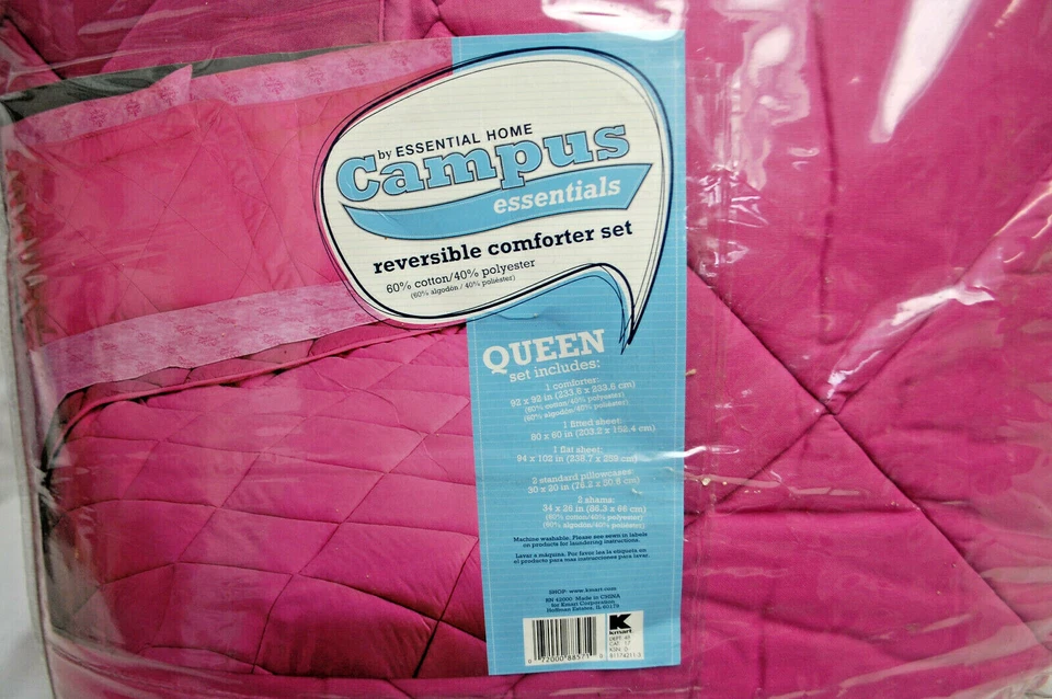 Campus Essentials by Essential Home Queen 7 Piece Pink Comforter Set New L2795 - Image 2 of 4