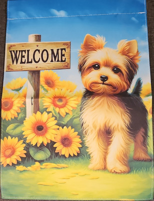 Dog Sunflower Welcome Floral & Garden Flag Modern Polyester Multicolor Summer