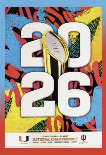 2026 CFP COLLEGE NATIONAL CHAMPIONSHIP PROGRAM MIAMI HURRICANES INDIANA HOOSIERS - Picture 1 of 1