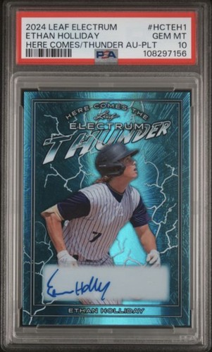 2024 Leaf Electrum Ethan Holliday Here Comes The Thunder /20 Rookie Auto PSA 10