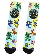 Grateful Dead Men's Steal Your Face Logo Dancing Bear Tie-Dye Crew Socks