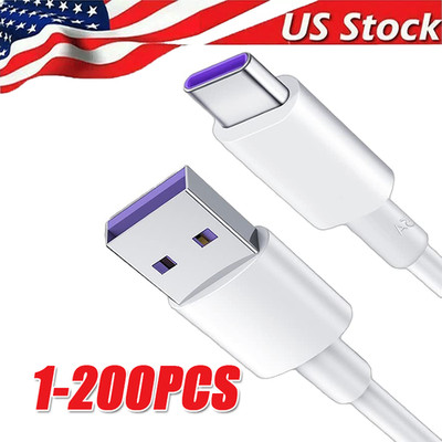 USB Type C Data Cable 5A Fast Charging USB-A to USB-C Charger lot Cord For Phone