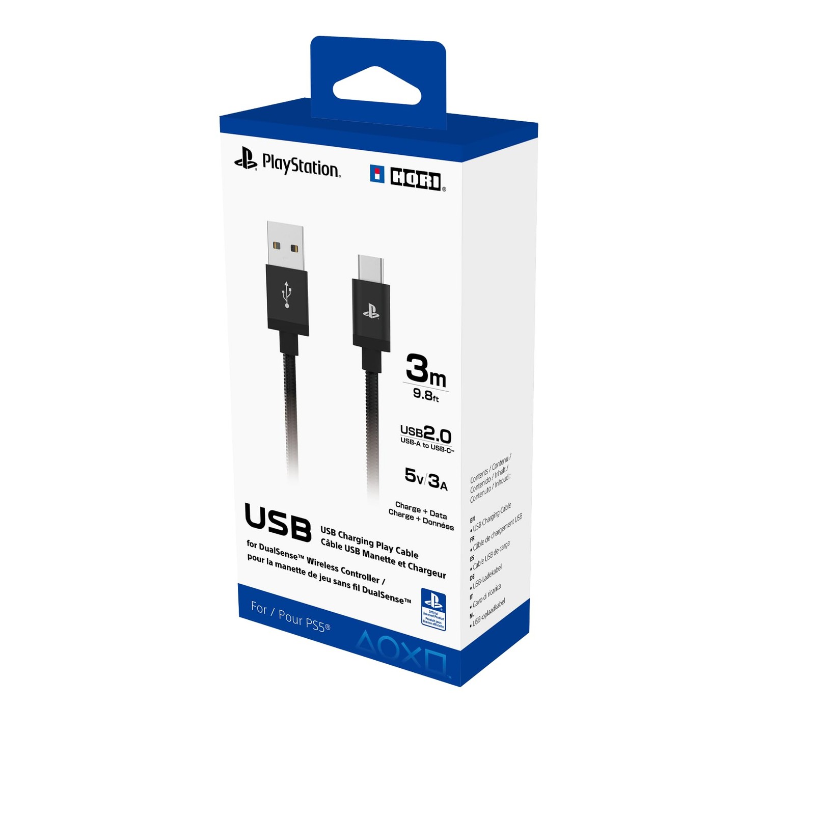 Cavo di ricarica USB lungo 3m per Playstation® 5 Licenza ufficiale di Sony