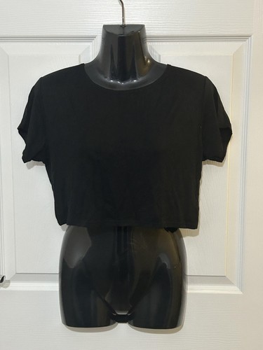 Boohoo schwarzes kurzärmliges bauchfreies Oberteil – Größe 16 (neu mit Etikett)