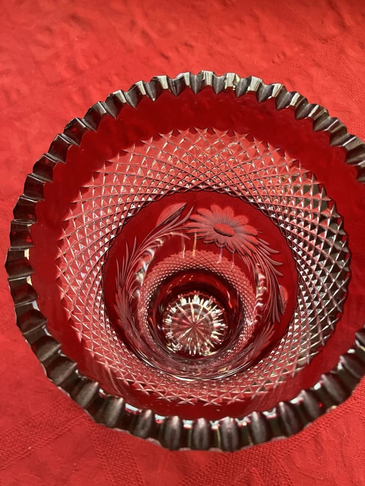 Große Bleikristallvase Rot - Bild 3 von 3