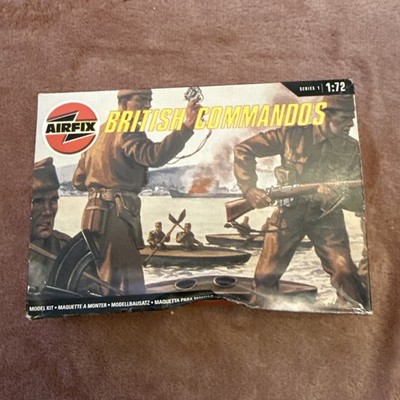 Airfix British Commandos 1:72 Box wurde geöffnet aber Inhalt nie benutzt (H127)