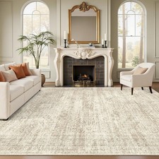 9x12 Area Rugs for Living Room, Non Slip Machine Washable Vintage Rugs, Low Pile