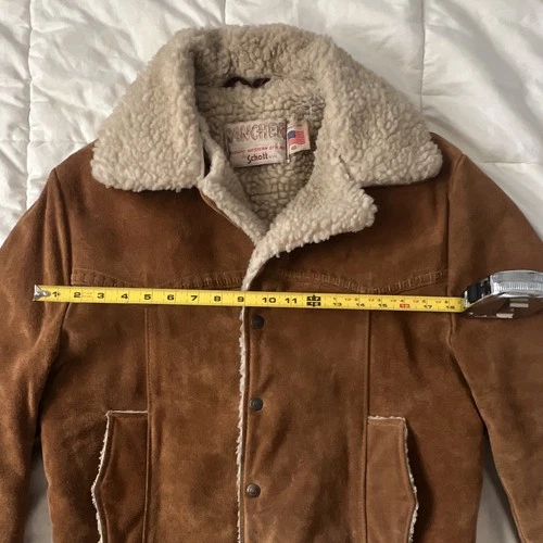 Schott NYC Rancher Brown Suede Shearling Lined Western Jacket Men’s 40 image 5