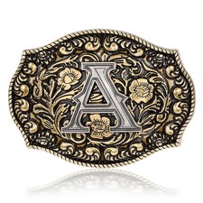 Westen Belt Buckles for Men Initial Letter Cowgirl Cowboy Belt Buckles Men Go...