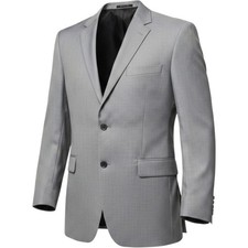 Jos A Bank Signature Collection Blazer 46L Light Grey Silk Wool Herringbone Mens