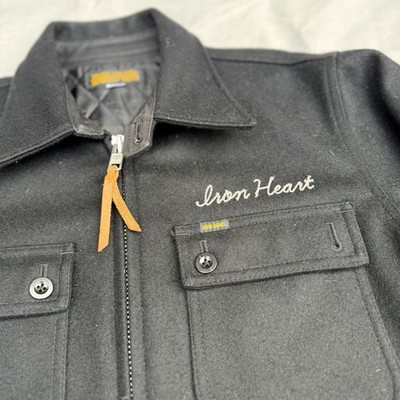 Iron Heart IHJ-03 Melton Wool CPO Jacket (Black) LARGE Raw Denim