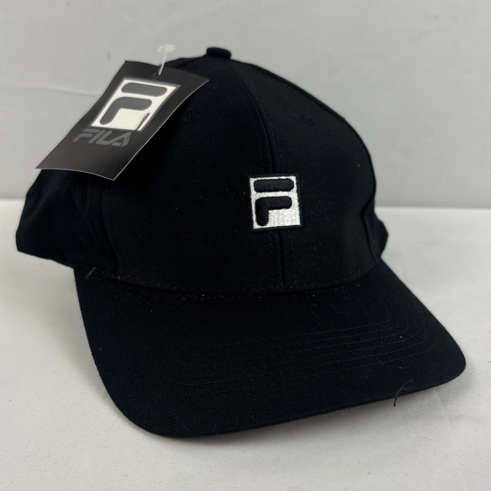 Vintage Fila Unisex Black Adjustable Cotton Hat Cap Tennis NEW With Tags NOS