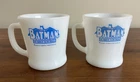 Set of 2 Batman Fire King Anchor Hocking Mugs Cups Milk Glass Vintage 60s MCM