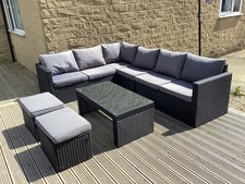 8 Seater Rattan Garden Furniture Set Outdoor Corner Sofa Table Stool Patio