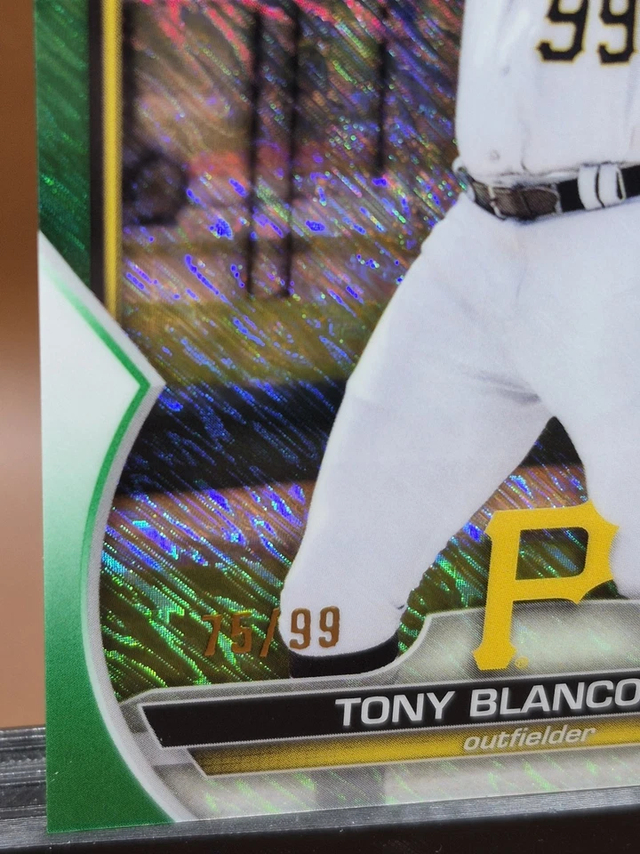 2023 Bowman Chrome 1st Tony Blanco Jr #BCP-134 Green Shimmer 75/99 Pirates ☠️ ⚾️ - Image 3 of 4
