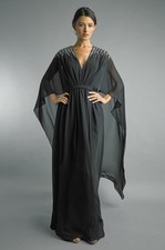 Beaded Chiffon Capelet Evening Gown
