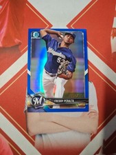 2018 Bowman Chrome Baseball Base Blue Refractor Freddy Peralta /150