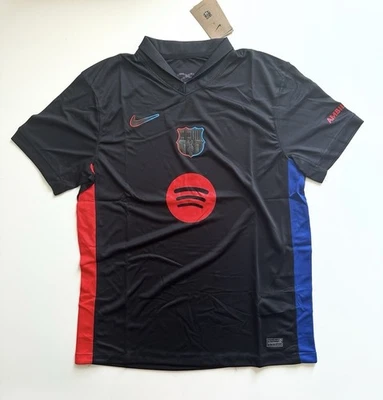 Nike Barcelona Football Shirt Away Black New 24/25 Size Large