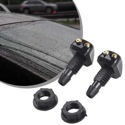 Dual Löcher Scheiben Washer Düse Scheibenwischer Wasser Spray Jet Schwarz 2pc