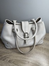 Burberry London White Leather Tote Nova Check Lining Shoulder Bag