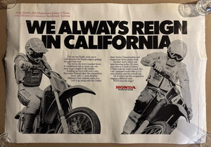 RARE VTG 1983 Honda Promo Advertising Supercross California 15.5" x 22.5" Poster