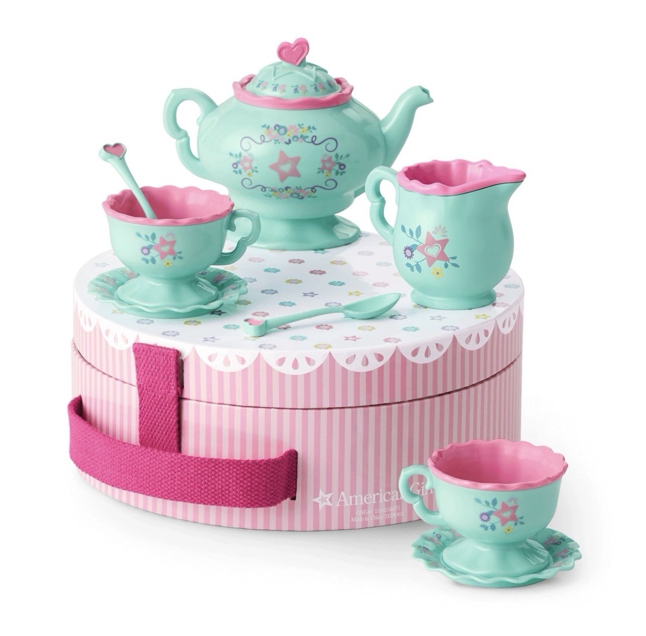 New American Girl Bitty Tea Party Set for Bitty Baby Doll Teacups Teapot Spoons