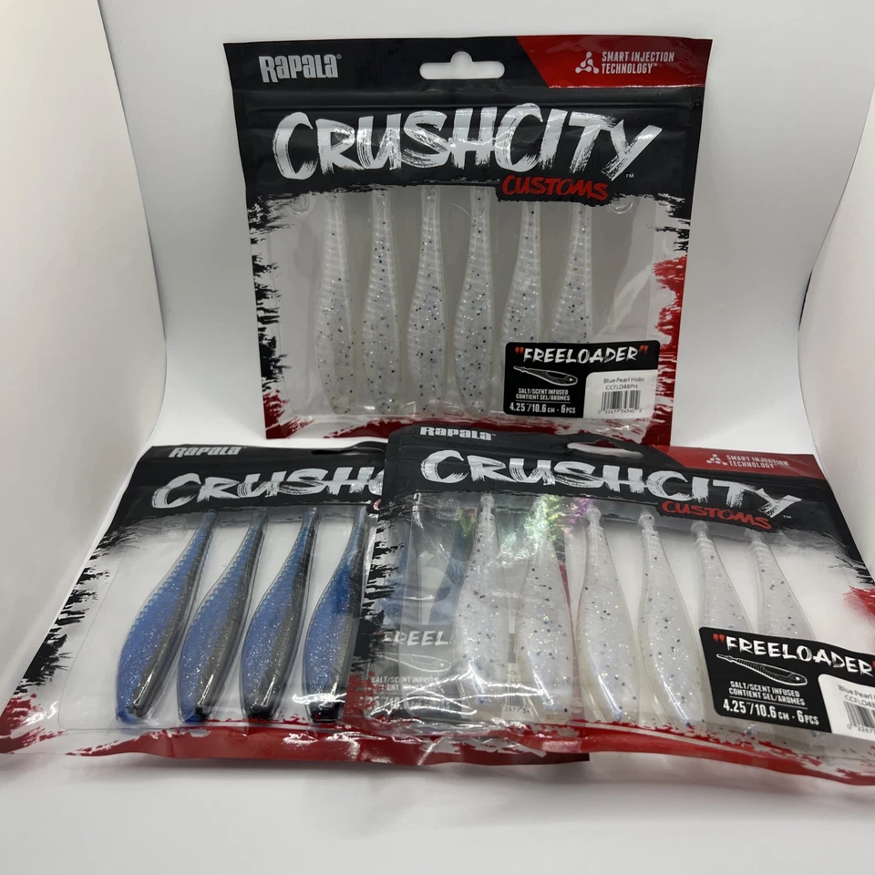 Rapala Crush City Freeloader 4.25" Salt Scented Soft Bass Bait 3 Pack Bundle - Image 2 of 4