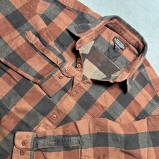 Vintage J Peterman Flannel Button UP Shirt Mens Large Match Pocket Squash Orange