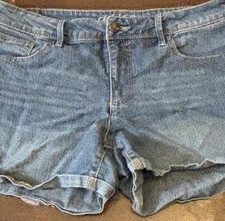 Faded Glory Blue Jeans Shorts Distressed Cut off Style
