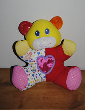 Doudou Peluche Ours PLAYSKOOL 1987 Rouge Jaune Coeur Rose Etoile Vintage Ancien
