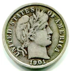 1901 Silver Barber Dime !  Full Clear LIBERTY !