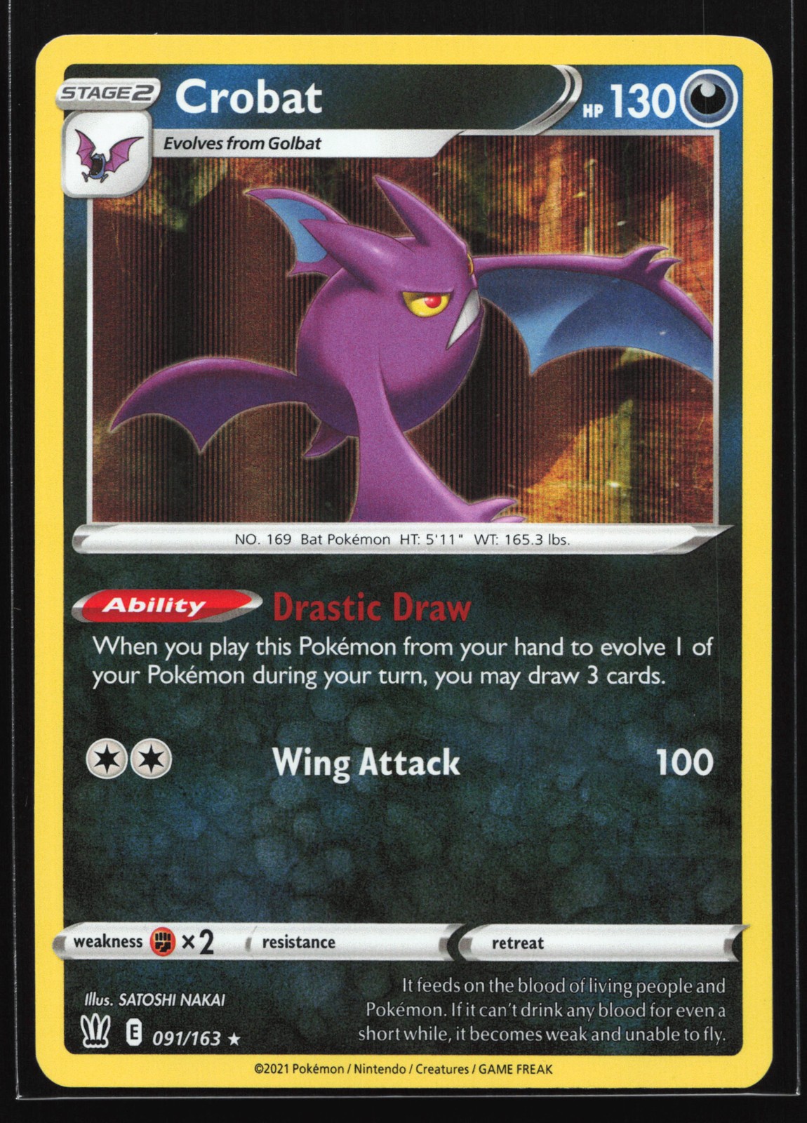 Crobat 091/163 SWSH05: Battle Styles Holo Rare Pokemon Card