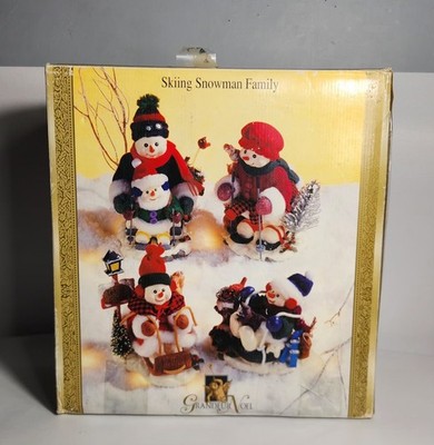 Grandeur Noel Skiing Snowman Family Figurines Set Of 4, Holidays/Christmas